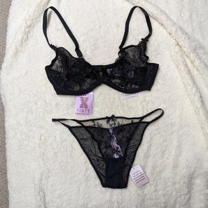 NWT Savage X Fenty Black Bra & Panty Set - 36DD/XL